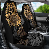 Guam Car Seat Covers - Guam Coat Of Arms Gold Turtle & Gray Hibiscus - Amazing 091114 - YourCarButBetter