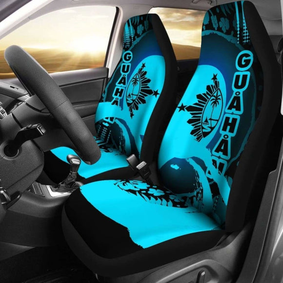 Guam Car Seat Covers - Guam Coat Of Arms Hibiscus And Wave Navy - 232125 - YourCarButBetter