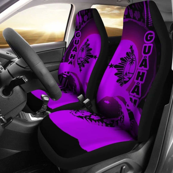 Guam Car Seat Covers - Guam Coat Of Arms Hibiscus And Wave Purple - 232125 - YourCarButBetter