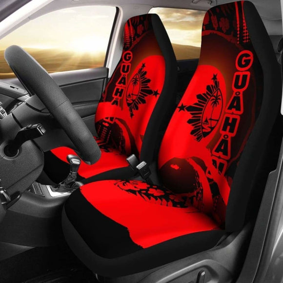 Guam Car Seat Covers - Guam Coat Of Arms Hibiscus And Wave Red - Amazing 1 105905 - YourCarButBetter