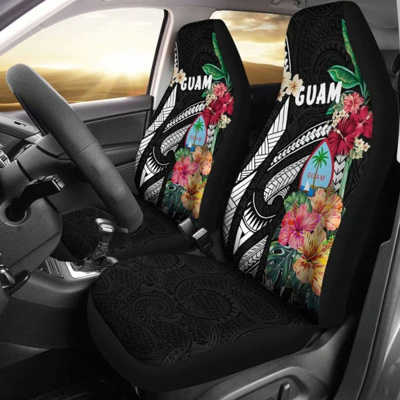 Guam Car Seat Covers Coat Of Arms Polynesian With Hibiscus 232125 - YourCarButBetter