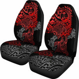 Guam Car Seat Covers - Guam Coat Of Arms Red Turtle & Gray Hibiscus - Amazing 091114 - YourCarButBetter