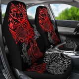Guam Car Seat Covers - Guam Coat Of Arms Red Turtle & Gray Hibiscus - Amazing 091114 - YourCarButBetter