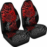 Guam Car Seat Covers - Guam Coat Of Arms Red Turtle & Gray Hibiscus - Amazing 091114 - YourCarButBetter