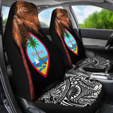 Guam Car Seat Covers Guahan Palm Tree Polynesian Pattern Black 174510 - YourCarButBetter