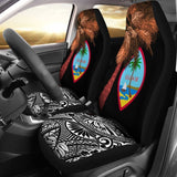 Guam Car Seat Covers Guahan Palm Tree Polynesian Pattern Black 174510 - YourCarButBetter