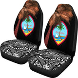Guam Car Seat Covers Guahan Palm Tree Polynesian Pattern Black 174510 - YourCarButBetter