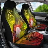 Guam Car Seat Covers - Humpback Whale With Tropical Flowers (Yellow)- 105905 - YourCarButBetter