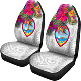Guam Car Seat Covers Polynesian Hibiscus White Pattern - 093223 - YourCarButBetter