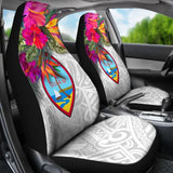Guam Car Seat Covers Polynesian Hibiscus White Pattern - 093223 - YourCarButBetter