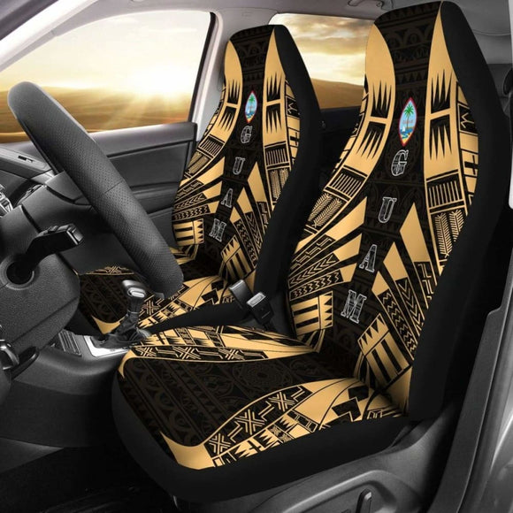 Guam Car Seat Covers - Polynesian Tattoo Gold - 9 174914 - YourCarButBetter