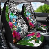 Guam Car Seat Covers White - Turtle Plumeria Banana Leaf - 091114 - YourCarButBetter