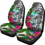 Guam Car Seat Covers White - Turtle Plumeria Banana Leaf - 091114 - YourCarButBetter