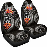Guam Polynesian Car Seat Covers - Black Plumeria - 105905 - YourCarButBetter