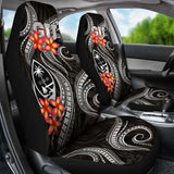 Guam Polynesian Car Seat Covers - Black Plumeria - 105905 - YourCarButBetter