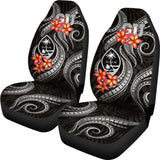 Guam Polynesian Car Seat Covers - Black Plumeria - 105905 - YourCarButBetter