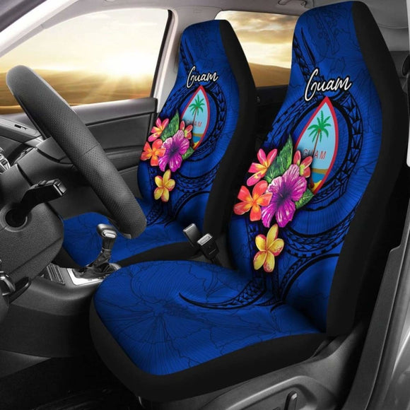 Guam Polynesian Car Seat Covers - Floral With Seal Blue - 12 153908 - YourCarButBetter