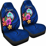 Guam Polynesian Car Seat Covers - Floral With Seal Blue - 12 153908 - YourCarButBetter