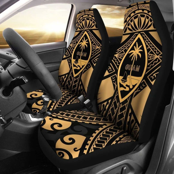 Guam Polynesian Car Seat Covers - Guam Gold Seal With Polynesian Tattoo - 174914 - YourCarButBetter
