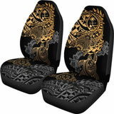 Guam Polynesian Car Seat Covers - Gold Turtle Flowing - 105905 - YourCarButBetter