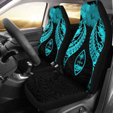 Guam Polynesian Car Seat Covers Pride Seal And Hibiscus Neon Blue - 232125 - YourCarButBetter