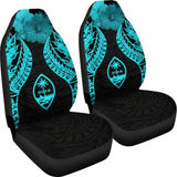 Guam Polynesian Car Seat Covers Pride Seal And Hibiscus Neon Blue - 232125 - YourCarButBetter