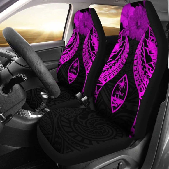 Guam Polynesian Car Seat Covers Pride Seal And Hibiscus Pink - 232125 - YourCarButBetter