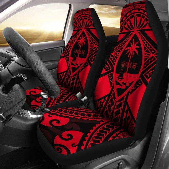 Guam Polynesian Car Seat Covers - Red Guam Coat Of Arms Polynesian Tattoo - 174914 - YourCarButBetter
