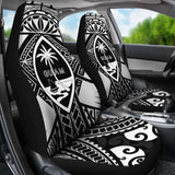 Guam Polynesian Car Seat Covers - Guam White Seal With Polynesian Tattoo Ver 01 - 174914 - YourCarButBetter