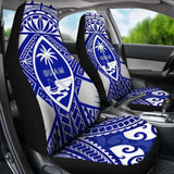 Guam Polynesian Car Seat Covers - Guam White Seal With Polynesian Tattoo Ver 02 - 174914 - YourCarButBetter