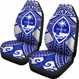 Guam Polynesian Car Seat Covers - Guam White Seal With Polynesian Tattoo Ver 02 - 174914 - YourCarButBetter