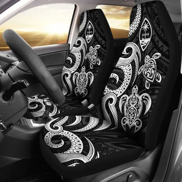 Guam Polynesian Car Seat Covers - White Tentacle Turtle - 091114 - YourCarButBetter