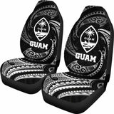 Guam Polynesian Car Seat Covers - White Tribal Wave - 105905 - YourCarButBetter