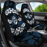 Guam Seal Navy Hibiscus Palm Leaves Car Seat Covers 174510 - YourCarButBetter