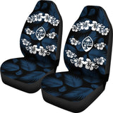 Guam Seal Navy Hibiscus Palm Leaves Car Seat Covers 174510 - YourCarButBetter