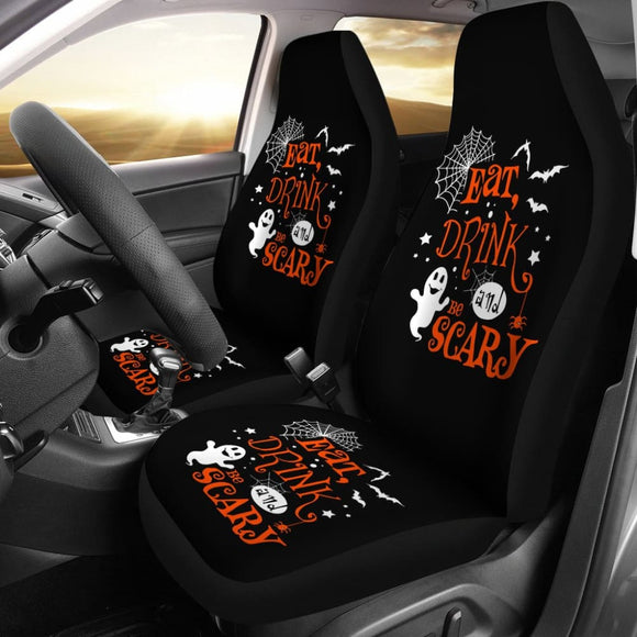 Halloween Eat Drink and Be Scary Car Seat Covers 211501 - YourCarButBetter