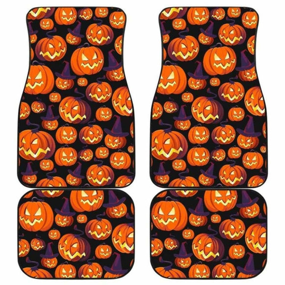 Halloween Pumpkin Pattern Front And Back Car Mats 102802 - YourCarButBetter