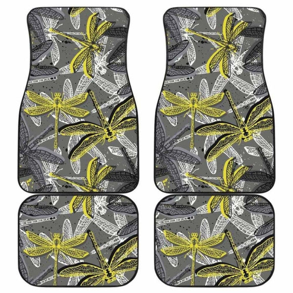 Hand Drawn Dragonfly Pattern Front And Back Car Mats 135711 - YourCarButBetter
