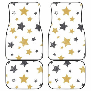 Hand Drawn Gold Black Star Pattern Front And Back Car Mats 194013 - YourCarButBetter