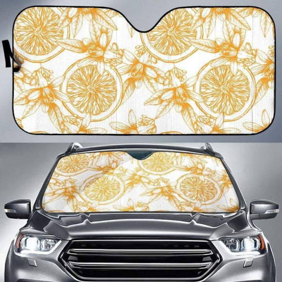 Hand Drawn Orange Fruit Pattern Car Auto Sun Shades 460402 - YourCarButBetter