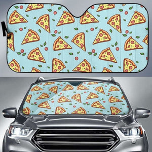 Hand Drawn Pizza Blue Background Car Auto Sun Shades 094201 - YourCarButBetter