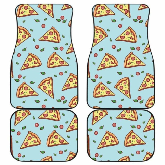 Hand Drawn Pizza Blue Background Front And Back Car Mats 142711 - YourCarButBetter