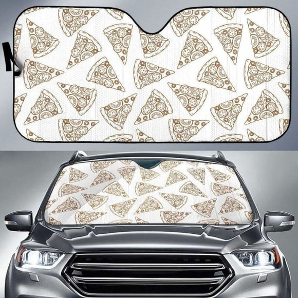 Hand Drawn Pizza Pattern Car Auto Sun Shades 094201 - YourCarButBetter