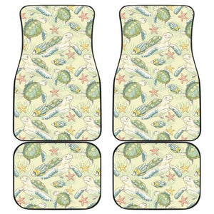 Hand Drawn Sea Turtle Fish Pattern Front And Back Car Mats 091814 051512 - YourCarButBetter
