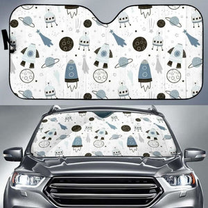 Hand Drawn Space Elements Space Rocket Star Planet Space Probe Car Auto Sun Shades 182102 - YourCarButBetter