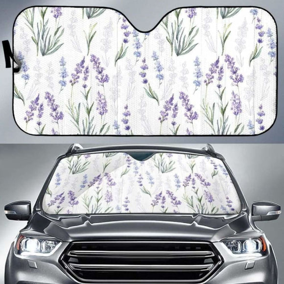 Hand Painting Watercolor Lavender Car Auto Sun Shades 460402 - YourCarButBetter