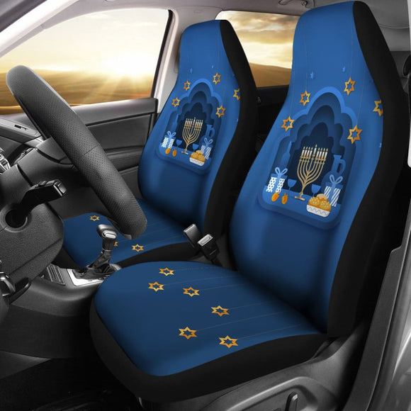 Hanukkah Gift Ideas Blue Print Pattern Car Seat Covers 210201 - YourCarButBetter