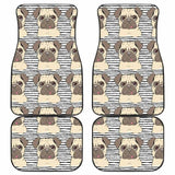 Happy Pug Pattern Front And Back Car Mats 102918 - YourCarButBetter