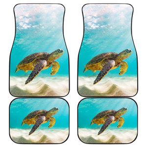 Happy Sea Turtle Swimming Under Sunlight Car Floor Mats 210301 - YourCarButBetter