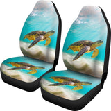 Happy Sea Turtle Swimming Under Sunlight Car Seat Covers 210301 - YourCarButBetter